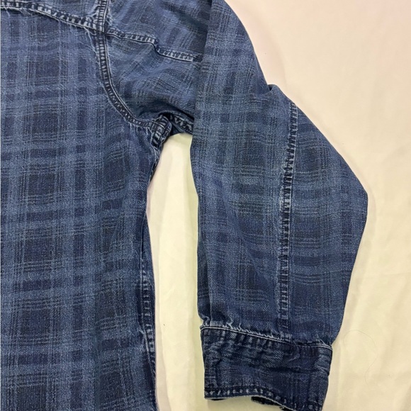 Harley Davidson Shirt Mens XL Blue Plaid Skull Button Up Long Sleeve Biker - Picture 7 of 14